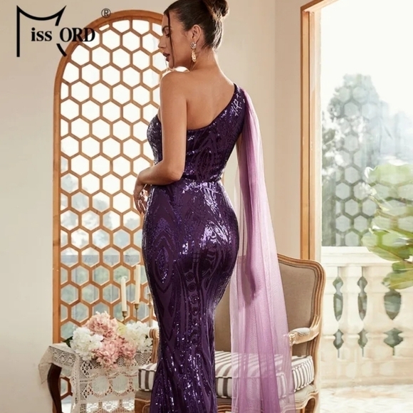 Formal Sheath, contrast Sequin,  assymmetrical,  Maxi Dress for special … - Picture 7 of 16